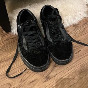 Black Velvet Vans size 6.5 in women’s. Brand new.